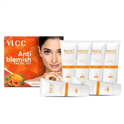ANTI BLEMISH FACIAL KIT, Blemish Reduction & Brighter Skin, VLCC (ДЛЯ ПРОБЛЕМНОЙ КОЖИ набор - Уменьшение дефектов и сияющая кожа), 60 г. (6x10 г.)