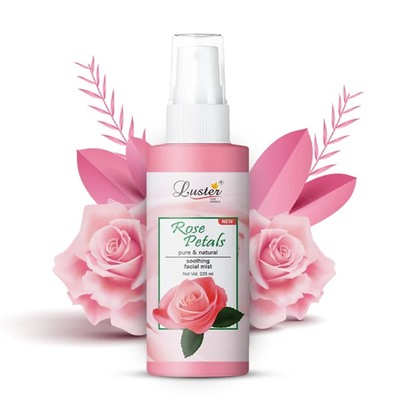 ROSE PETALS Soothing Facial Mist, Luster (ЛЕПЕСТКИ РОЗЫ успокаивающий Мист для лица, Ластер), 225 мл.