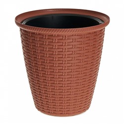 Кашпо Rattan 210 мм, 4,5 л, с внутренним горшком 2,25 л ING6213ТР-ЛМ терракотовое