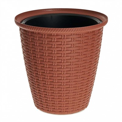 Кашпо Rattan 210 мм, 4,5 л, с внутренним горшком 2,25 л ING6213ТР-ЛМ терракотовое