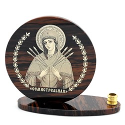 Икона из обсидиана круглая со св"Семистрельная" д.85