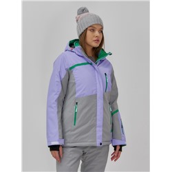 Горнолыжный костюм женский зимний большого размера сиреневого цвета 07092Sn