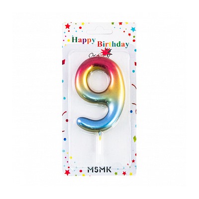 Свеча для торта "Цифра 9", с градиентом 8,5 см