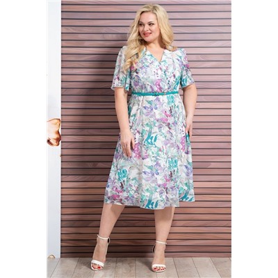 Alani Collection 1926 сиреневые+бирюзовые_цветы, Платье