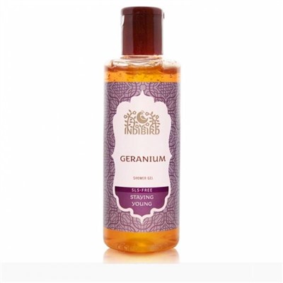 GERANIUM Shower Gel, Indibird (ГЕРАНЬ Гель для душа без сульфатов, Индибёрд), 200 мл.