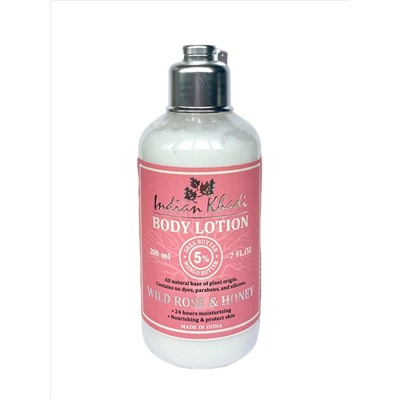 Body Lotion WILD ROSE & HONEY, Indian Khadi (Лосьон для тела ДИКАЯ РОЗА И МЁД, Питание кожи, Индиан Кхади), 200 мл.