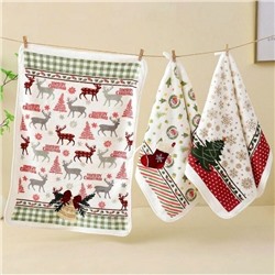 Полотенце из микрофибры "Новогоднее очарование" с атласной каймой 25*50 см.