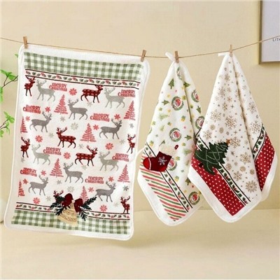 Полотенце из микрофибры "Новогоднее очарование" с атласной каймой 25*50 см.