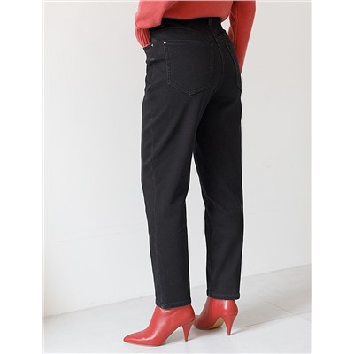 Джинсы mom-fit из эластичного денима на флисе