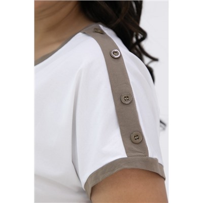 Блуза Валетта (бело-коричневая) Б13405-20М