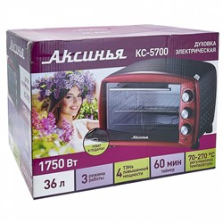 Духовка электрическая 1750 Вт 36 л АКСИНЬЯ КС-5700 красная