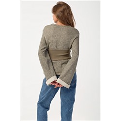 Свитшот оверсайз без капюшона из хлопка хаки