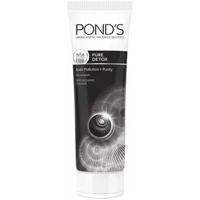 POND'S PURE DETOX with Activated Charcoal FACE WASH (ПОНД'С Средство для умывания с активированным углём), 50 г. - СРОК ГОДНОСТИ ДО 31 АВГУСТА 2024 ГОДА