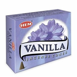 Hem Incense CONES VANILLA (Благовония конусы ВАНИЛЬ, Хем), уп. 10 конусов.