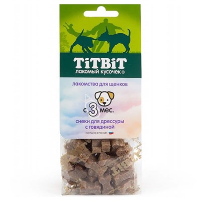 TITBIT. Лакомство Снеки для дрессуры с говядиной для щенков, 70г АГ