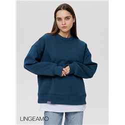 Женский свитшот оверсайз из футера с начесом Lingeamo темно-бирюзовый ВК-23 (23)