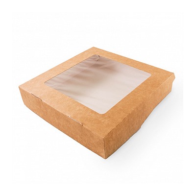 Коробка крафт с окном 20*20*4 см