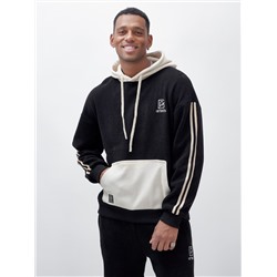 Спортивный костюм мужской демисезонный на флисе черного цвета 325Ch