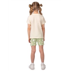 Комплект детский (футболка/шорты) Св.бежевый/св. зелёный