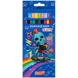 Карандаши цветные 12 цв. Profit Skeleton`s king пластик Проф-Пресс КЦ-1491
