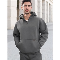 Худи с воротом на молнии из теплого футера-трехнитки