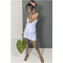 Костюм летний с топом и шортами голубой меланж