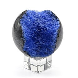 Шар из гематита с синтезированными кристаллами в жеоде 57мм, 239г.