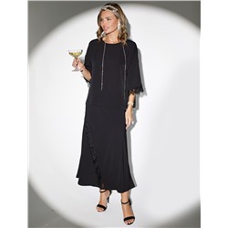 Блузка свободная из креп-шифона с кружевом