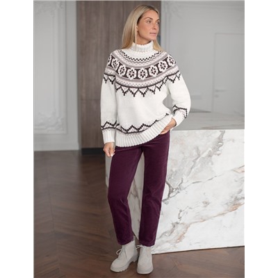 Свитер фактурной вязки из хлопка с акрилом