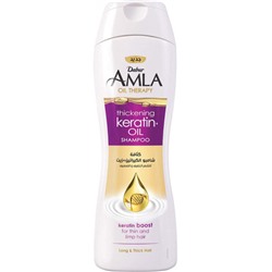 Amla Oil Therapy, Thickening KERATIN+ OIL Shampoo, Dabur (Шампунь КЕРАТИН+ МАСЛО для тонких и ослабленных волос, Дабур), 400 мл. - СРОК ГОДНОСТИ ДО 31 ИЮЛЯ 2025 ГОДА