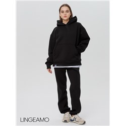 Женский худи оверсайз из футера с начесом Lingeamo черный ВК-24 (14)