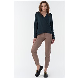 Кардиган вязаный короткий с запахом кедровый