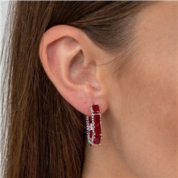 Серьги ювелирная бижутерия, посеребрение, камень красный, 032.501