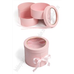 Коробка цилиндр с прозрачной крышкой 20*17 см, SF-7159, розовый