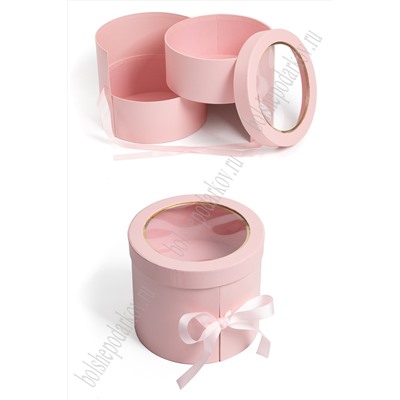 Коробка цилиндр с прозрачной крышкой 20*17 см, SF-7159, розовый