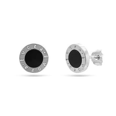 Серьги из серебра оникс, МЦВ2050ч