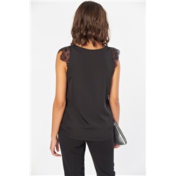 Топ базовый прямой с кружевом черный