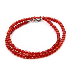 Бусы из камня СЕРДОЛИК - семейное счастье, супружеская верность (бусины 4 мм., длина нити 44-46 см.), 1 шт.