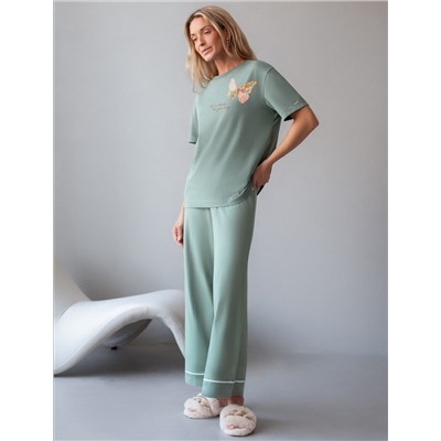 Футболка с принтом свободная эластичная из премиального хлопка