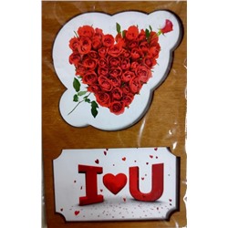 ОТК0090 Стильная деревянная открытка "I love you"