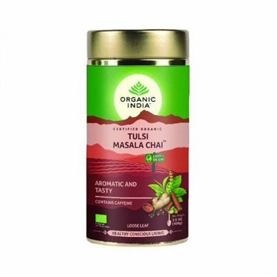 TULSI MASALA CHAI, Organic India (ТУЛСИ МАСАЛА ЧАЙ, Органик Индия), банка 100 г.