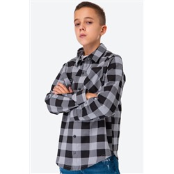 Рубашка в клетку для мальчика из футера двухнитки Happyfox