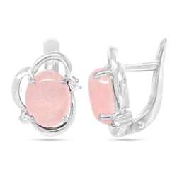 Серьги из серебра розовый кварц, СПН4113