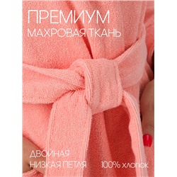 Махровый женский укороченный халат с капюшоном светло-коралловый МЗ-01 (6)