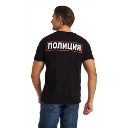 ФУТБОЛКА " ПОЛИЦИЯ - ШЕВРОН НА РУКАВЕ", ЧЁРНАЯ
