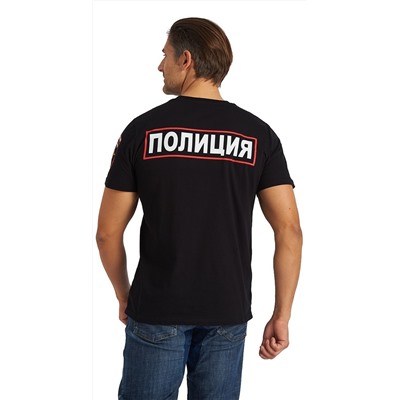 ФУТБОЛКА " ПОЛИЦИЯ - ШЕВРОН НА РУКАВЕ", ЧЁРНАЯ