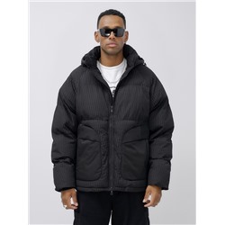Куртка молодежная мужская зимняя с капюшоном черного цвета 25307Ch