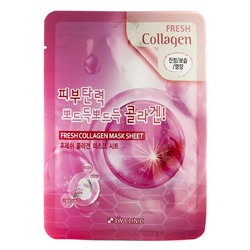 3W CLINIC Маска тканевая д/лица  с коллагеном  Fresh Collagen Sheet mask 23л АКЦИЯ! СКИДКА 5%