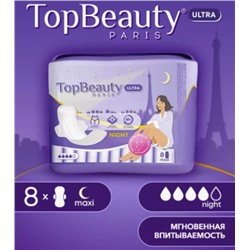 TOP BEAUTY PARIS Прокладки гигиен.MAXI NICHT Драй 4капли 8шт АКЦИЯ! СКИДКА 30%