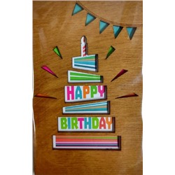 ОТК0058 Стильная деревянная открытка "Happy birthday"